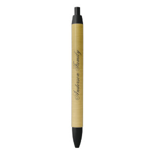 Stylo Noir Monogramme personnalisé bleu moderne