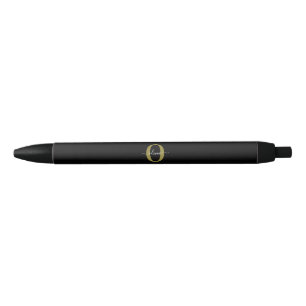 Stylo Noir Monogramme personnalisé Nom du script Black White