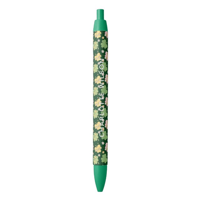 Stylo Noir Monogramme Rétro Groovy de la Saint-Patrick  (devant Vertical)