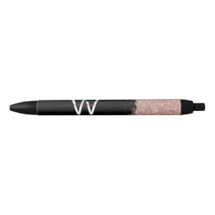 Stylo Noir Monogramme rose Gold Rose Black Girl Parties scint