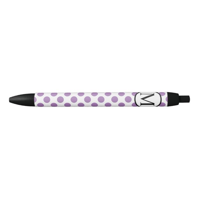 Stylo Noir Monogramme simple avec le pois de lavande (Devant)