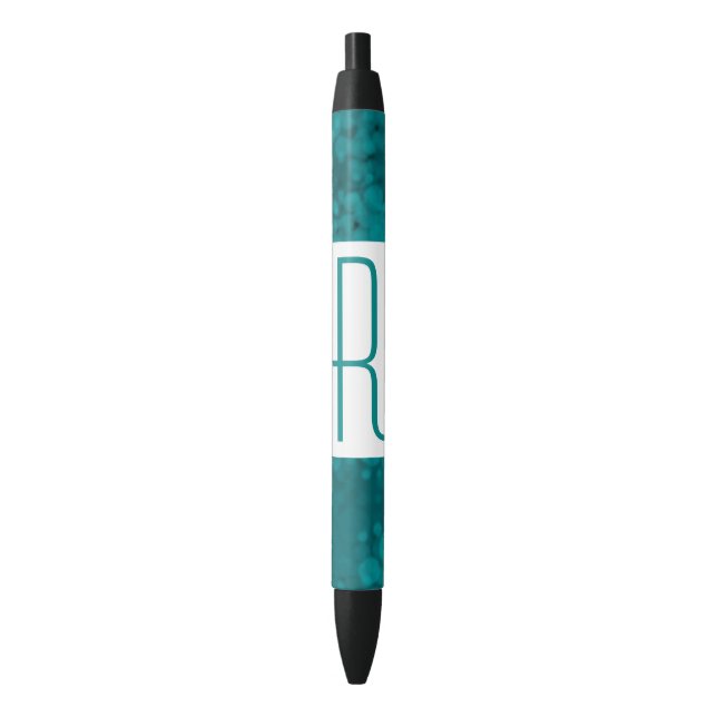 Stylo Noir Monogramme turquoise (devant Vertical)