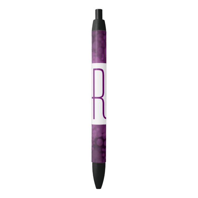 Stylo Noir Monogramme violet (devant Vertical)