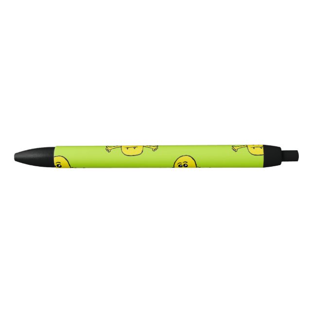 Stylo Noir Monstre jaune sur vert (Devant)