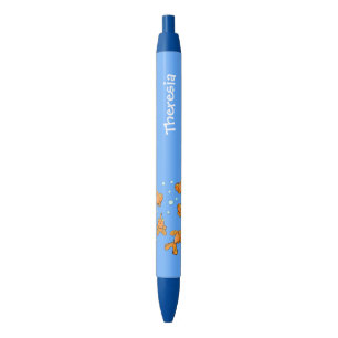 Stylo Noir Morceau de poisson rouge orange mignon sur dessin 