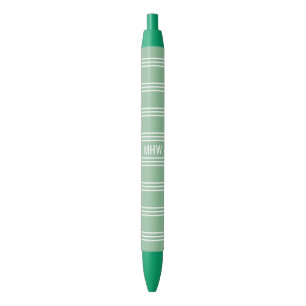 Stylo Noir Moss Green Stripes modèles monogrammes personnalis