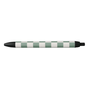 Stylo Noir Motif à carreaux classique vert et crème