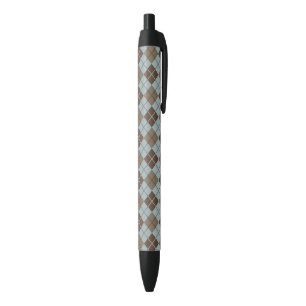 Stylo Noir Motif à motifs de losanges dans le bleu et le