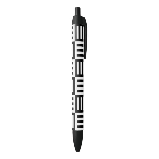 Stylo Noir Motif à rayures noir et blanc (Bas (Vertical))