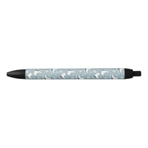 Stylo Noir Motif à thème hiver avec patins à glace
