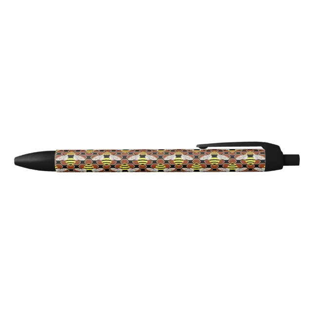 Stylo Noir Motif abeilles et peigne de miel (Haut)