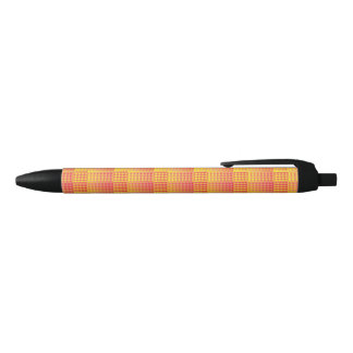 Stylo Noir Motif Abstrait à Damier Rouge Jaune