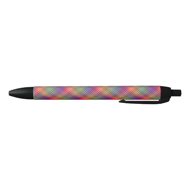 Stylo Noir Motif Abstrait Coloré Damier (Bas)