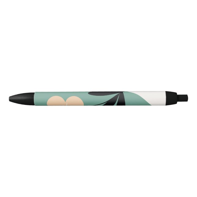 Stylo Noir Motif abstrait de fleurs (Devant)