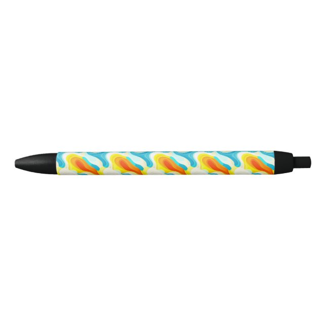 Stylo Noir Motif Abstrait Ondulé Coloré (Devant)