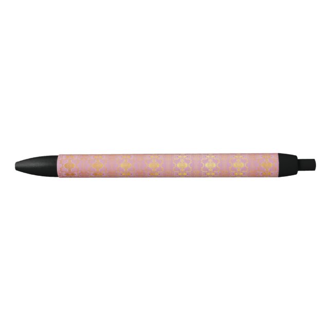 Stylo Noir motif abstrait rose (Devant)
