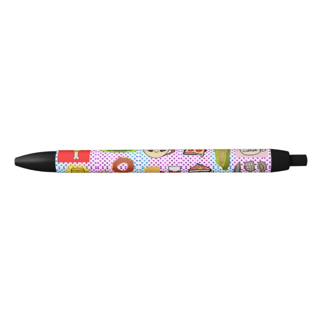 Stylo Noir motif alimentaire amusant (Devant)