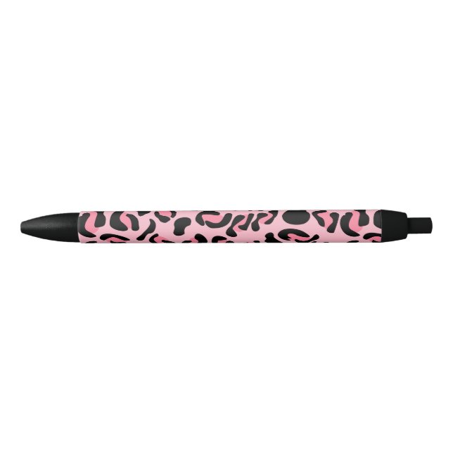 Stylo Noir Motif animal léopard rose moderne (Devant)