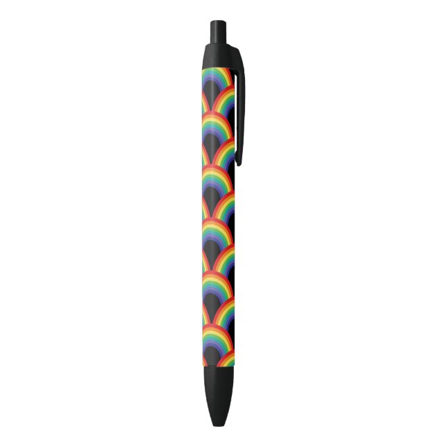 Stylo Noir Motif arc-en-ciel coloré (Bas (Vertical))