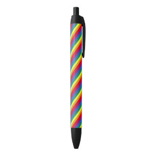 Stylo Noir Motif arc-en-ciel diagonal