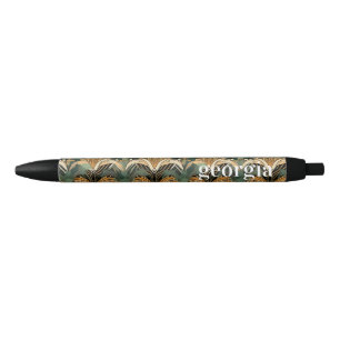 Stylo Noir Motif Art déco égyptien Monogramme