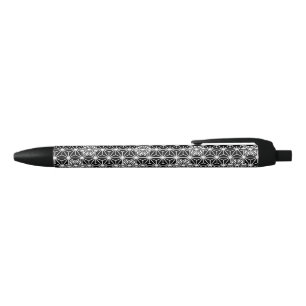 Stylo Noir motif Asanoha japonais - noir et blanc