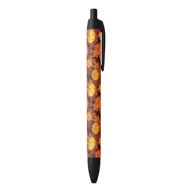 Stylo Noir Motif avec citrouille et érable d'automne (Bas (Vertical))