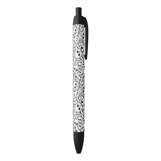 Stylo Noir Motif avec des crânes (Bas (Vertical))
