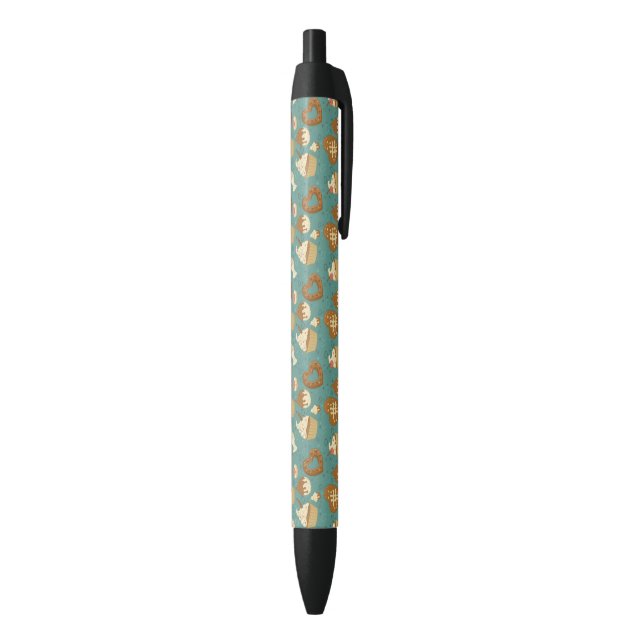 Stylo Noir Motif avec des petits gâteaux et des sucreries (Bas (Vertical))