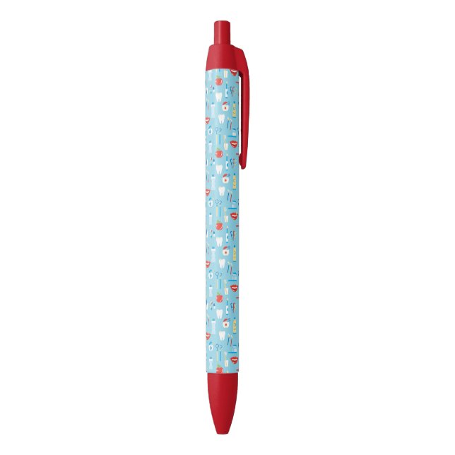 Stylo Noir Motif bleu dentaire (Bas (Vertical))