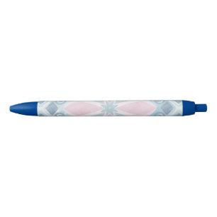 Stylo Noir motif bleu en forme de diamant