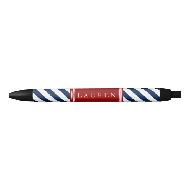 Stylo Noir Motif Bleu et Rouge (Devant)