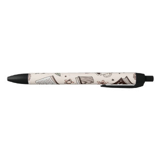 Stylo Noir Motif Café Cosy & Livre Esthétique Neutre