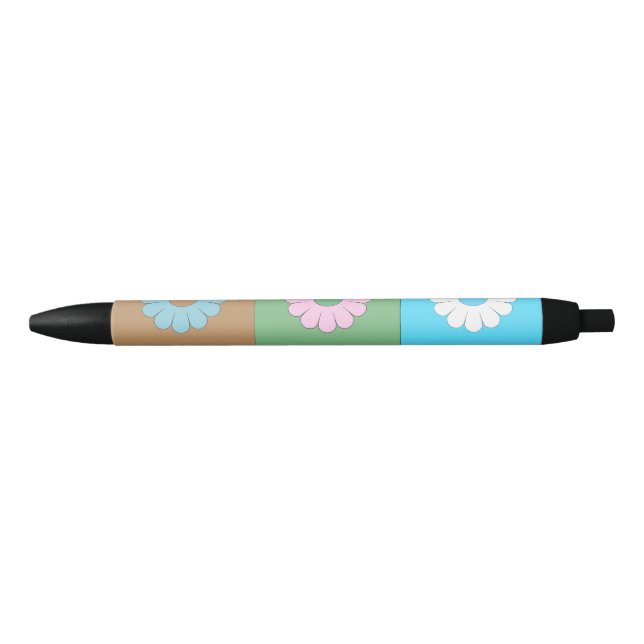Stylo Noir Motif carré floral (Devant)