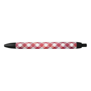 Stylo Noir Motif carreaux de buffle rouge et blanc