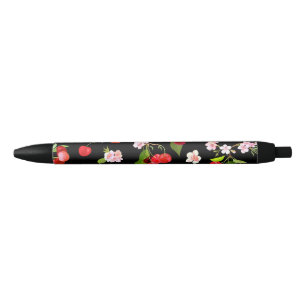 Stylo Noir Motif cerise 2