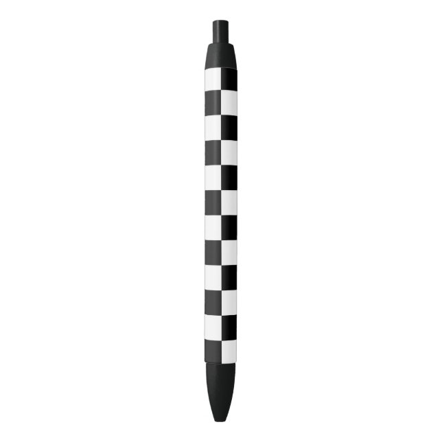 Stylo Noir Motif checkered noir et blanc (devant Vertical)