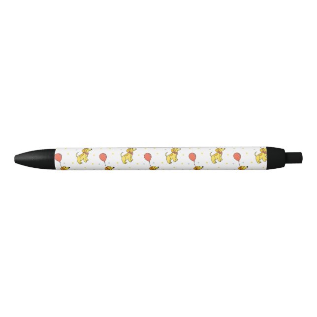 Stylo Noir Motif Chiens Joyeux avec Ballons (Devant)