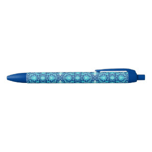 Stylo Noir Motif chinois Art Nouveau - Turquoise et Bleu