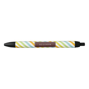 Stylo Noir Motif coloré de rayures