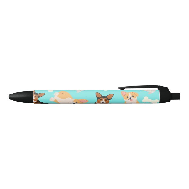 Stylo Noir Motif Corgi (Haut)