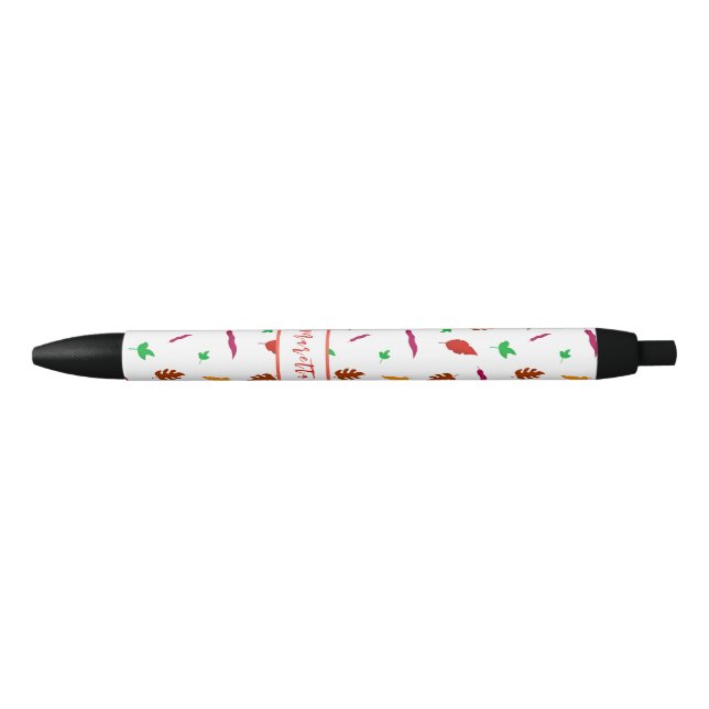 Stylo Noir Motif couleur feuille sans joint (Devant)