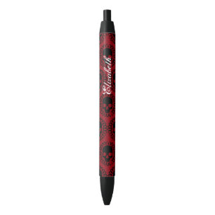 Stylo Noir Motif crâne Élégant Amusement Halloween Goth N'imp