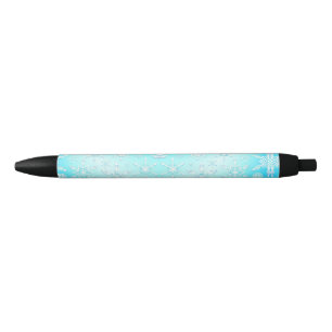 Stylo Noir Motif Crystal Snowflakes