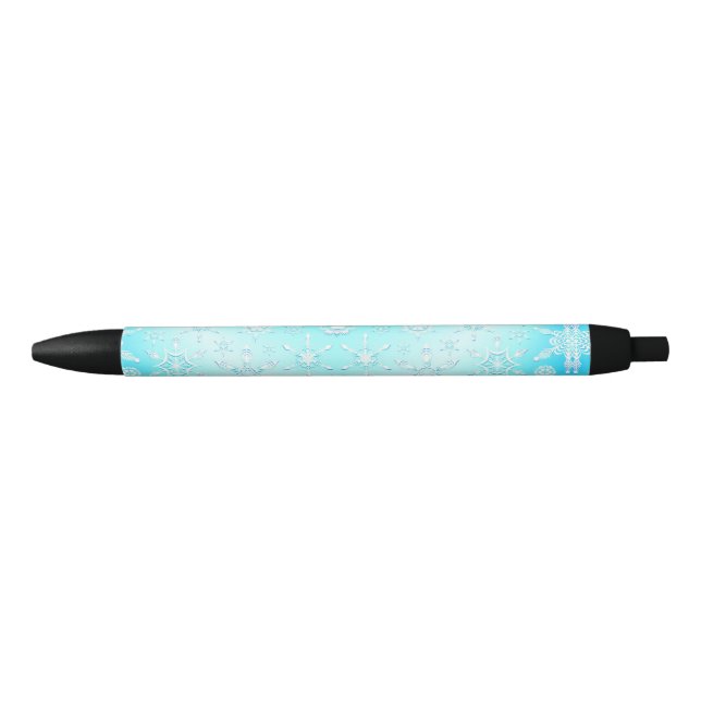 Stylo Noir Motif Crystal Snowflakes (Devant)