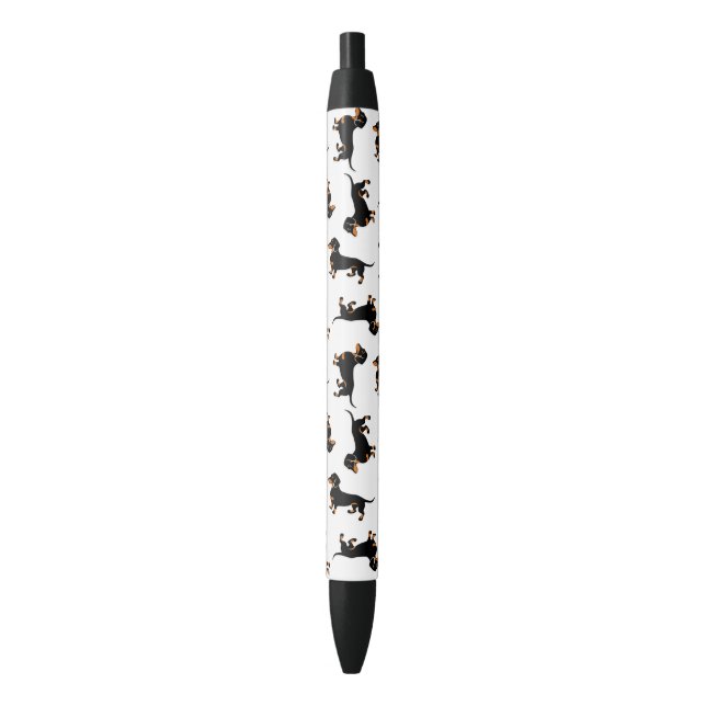 Stylo Noir Motif Dachshunds noir et Tan Doxie (devant Vertical)
