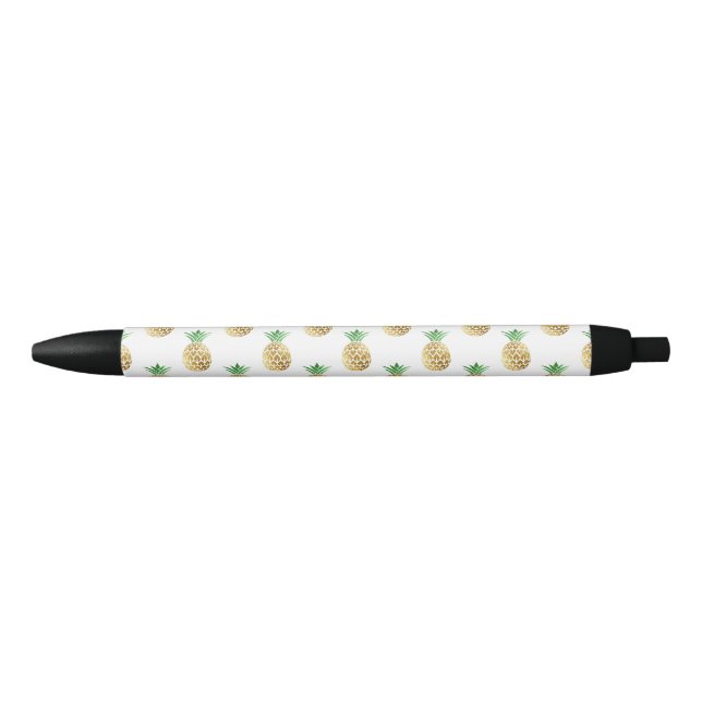 Stylo Noir Motif d'ananas Tropical Hawaiian Gold Foil (Devant)