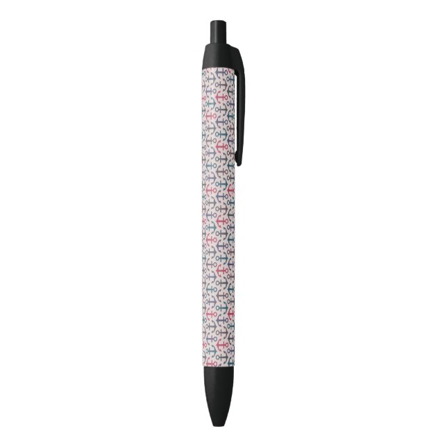 Stylo Noir Motif d'Ancre (Bas (Vertical))