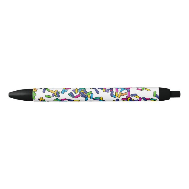 Stylo Noir Motif d'arrosage éparpillé (Devant)
