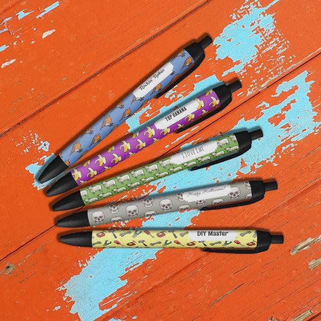 Stylo Noir Motif D'Art De Pixel De Mouton Blanc Laineux (Créateur téléchargé)